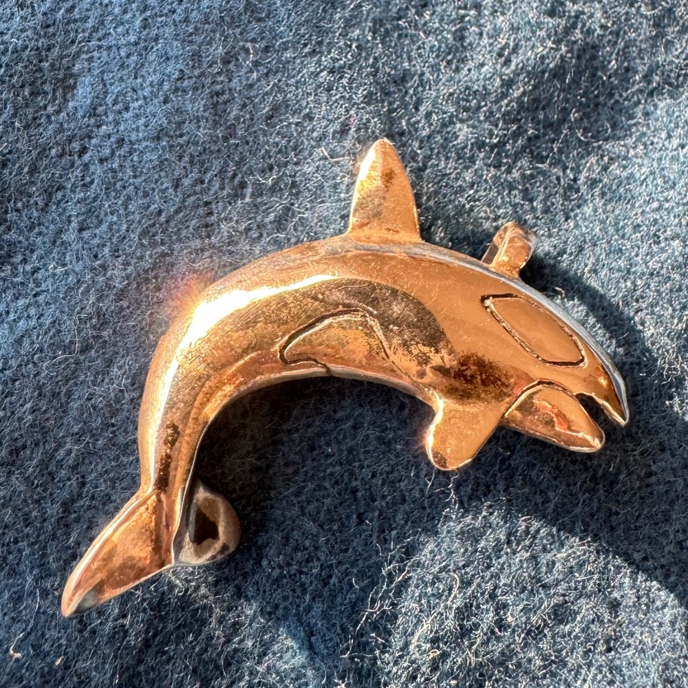 Vintage Sterling Silver Native American Orca Pendant